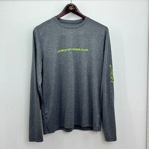 Under Armour HeatGear Shirt Large Men Athletic Training Gray Long Sleeve